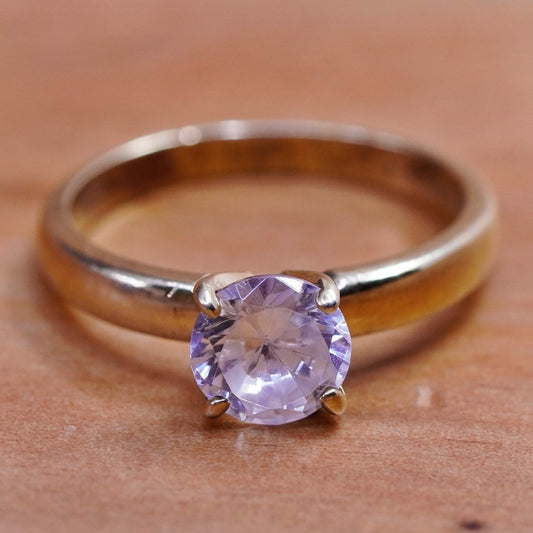 Size 5, vermeil gold over Sterling silver handmade ring, 925 engagement band cz