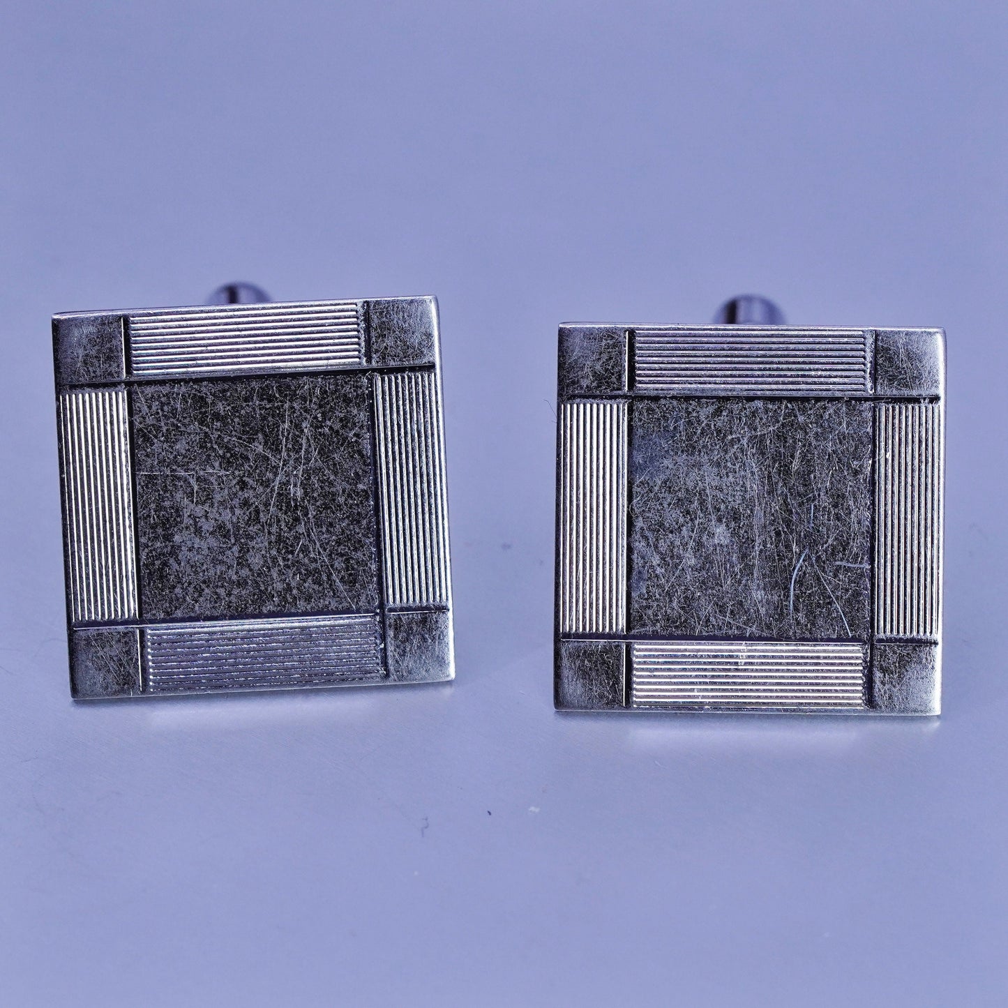 Vintage modern simple sterling silver cuff link, 925 cufflink