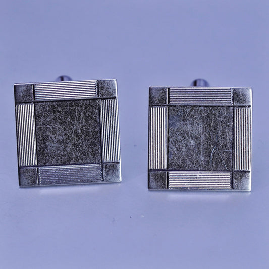 Vintage modern simple sterling silver cuff link, 925 cufflink