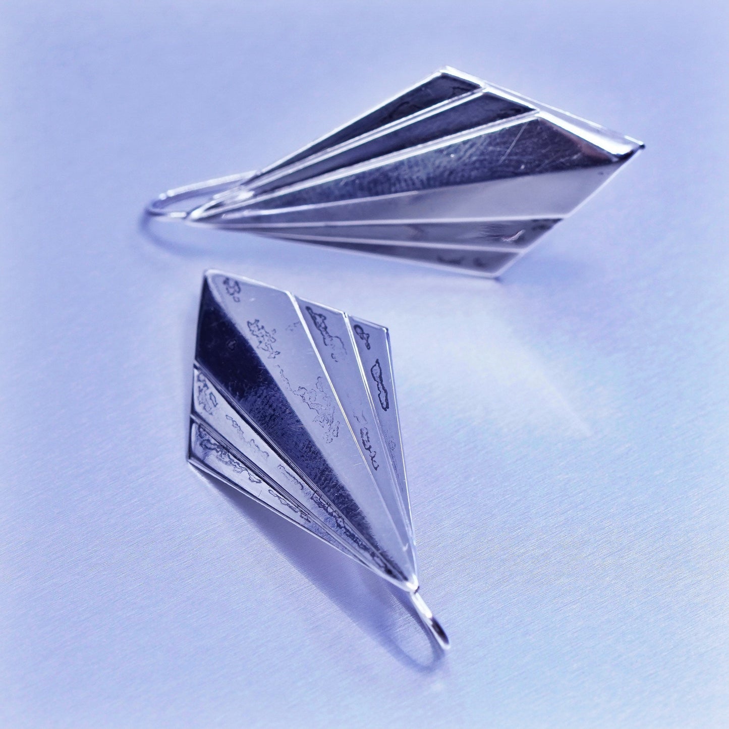 Vintage modern Sterling 925 silver handmade diamond earrings