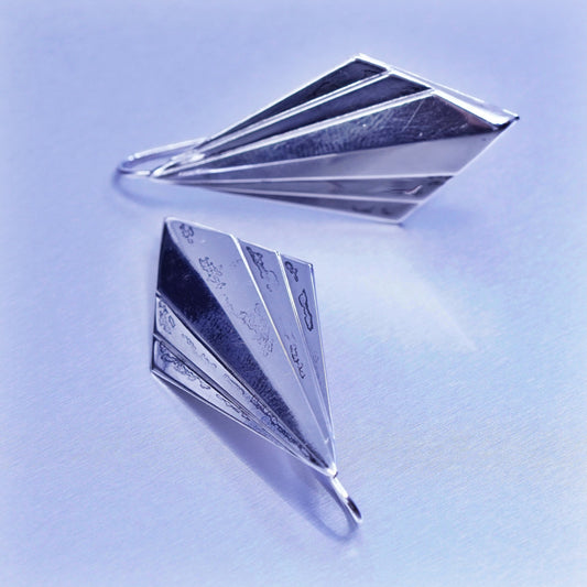 Vintage modern Sterling 925 silver handmade diamond earrings