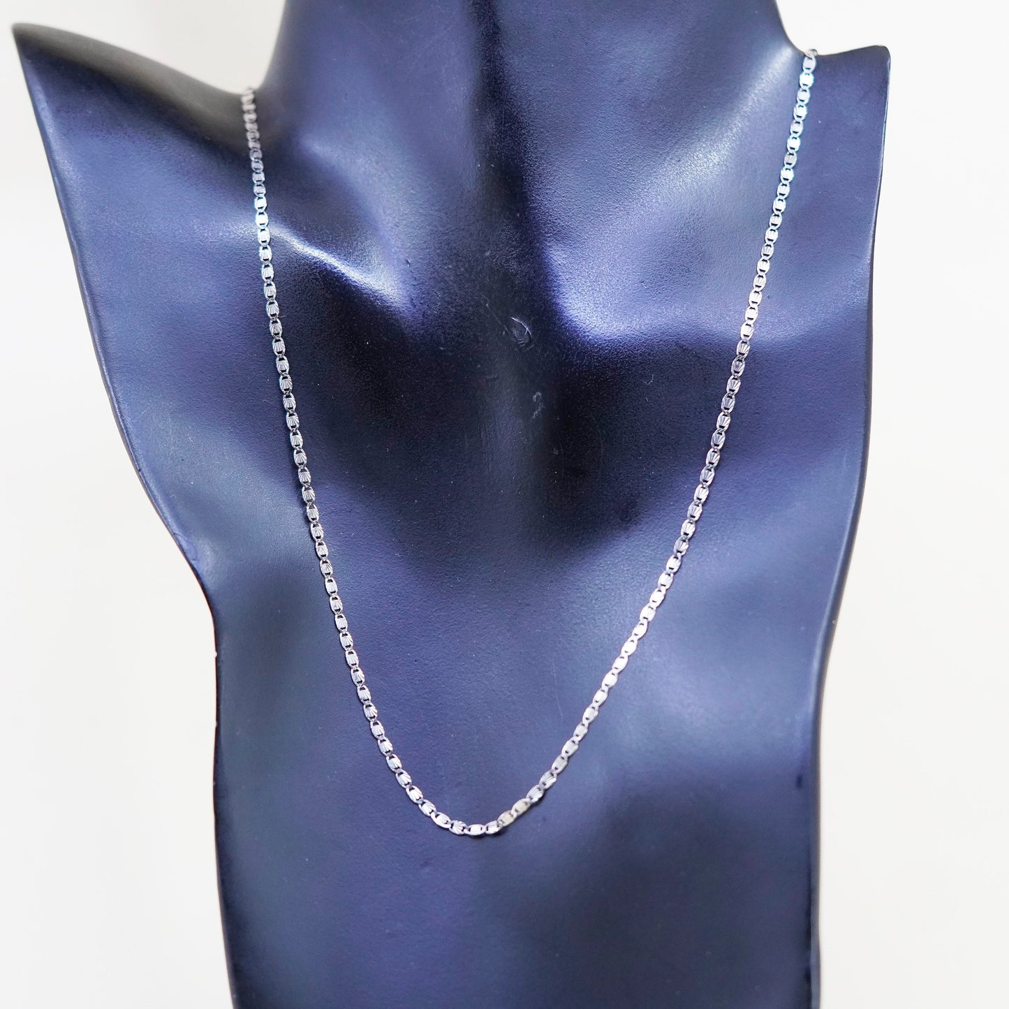 20”, 2mm, vintage Sterling silver necklace, 925 shell shaped link chain