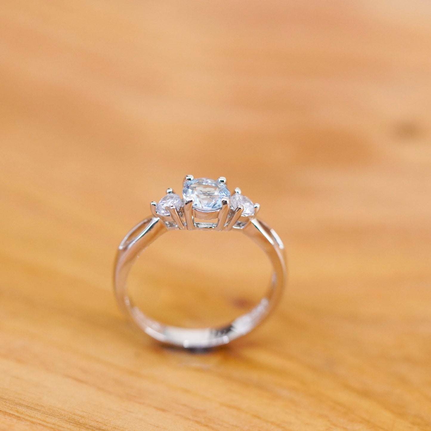 Size 7, vintage Sterling silver handmade ring, 925 engagement band with cz