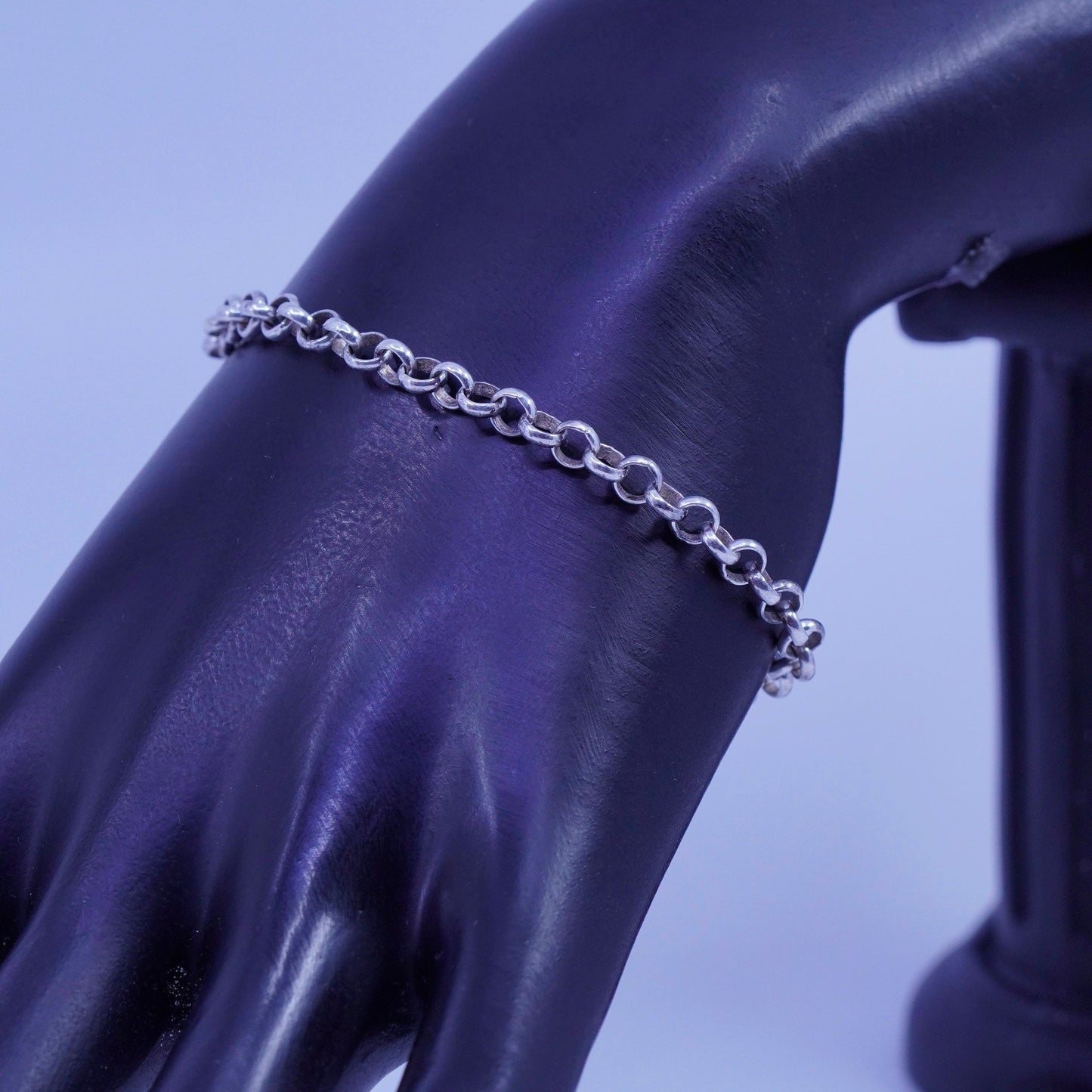 7”, Viking Sterling silver bracelet 925 bold circle chain claddagh heart closure