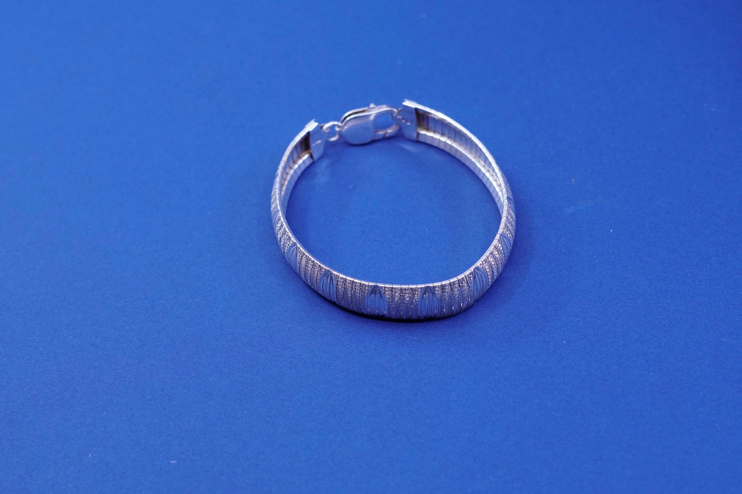 7.25”, vintage dyadema Sterling silver bracelet, 925 textured omega chain