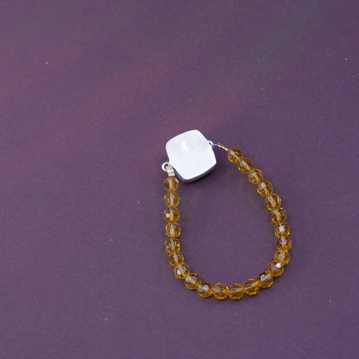 5.75”, Sterling silver handmade bracelet with citrine beads and turquoise