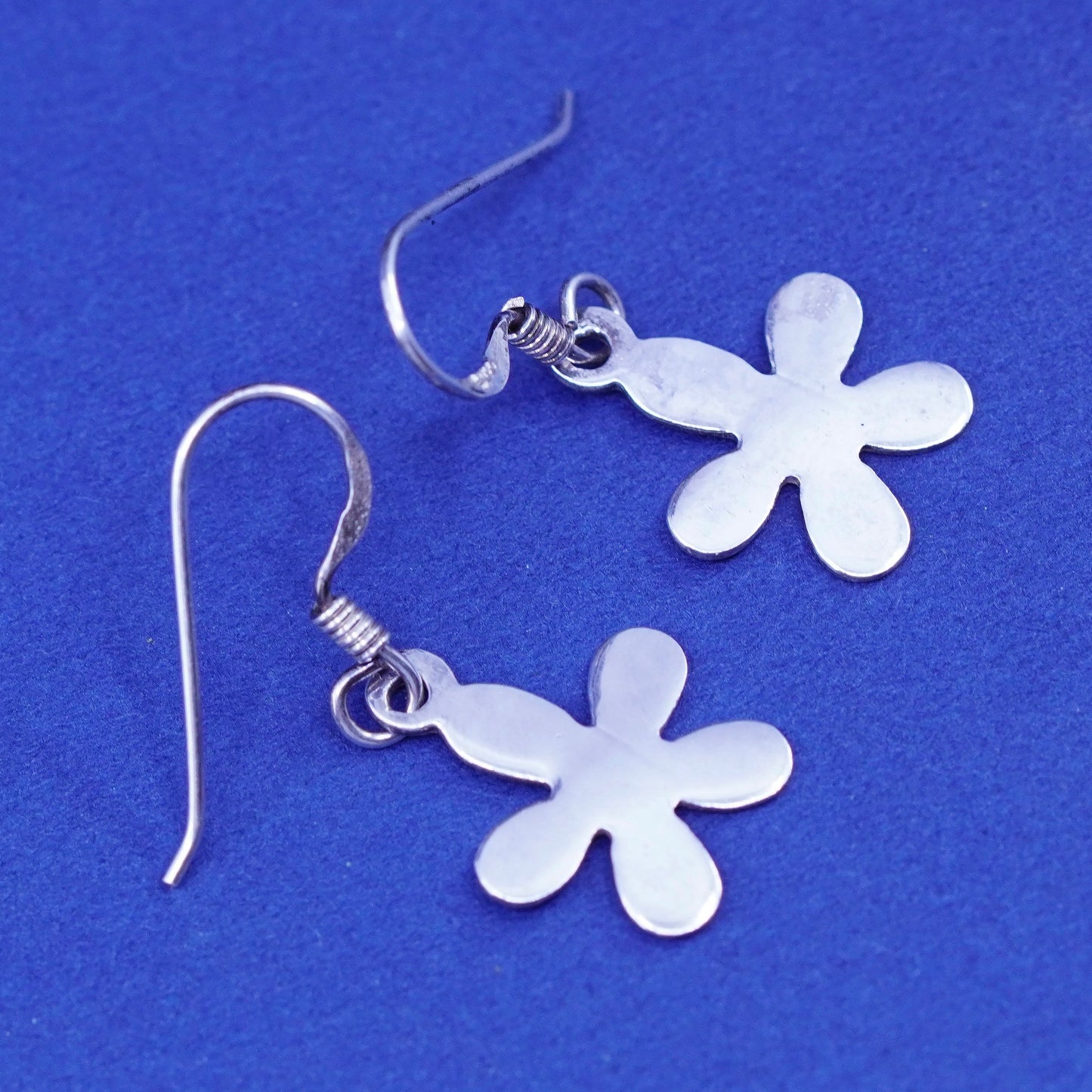 Vintage Sterling silver handmade earrings, 925 flower drops
