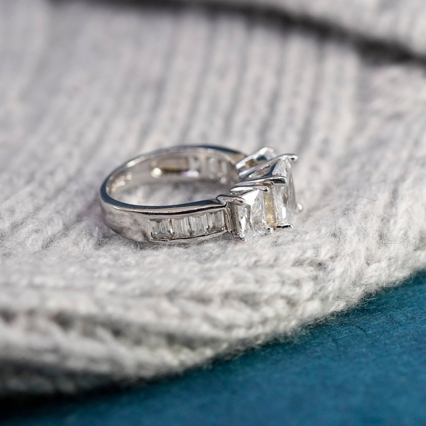 Size 5, vintage Sterling silver handmade ring, 925 engagement ring with cz