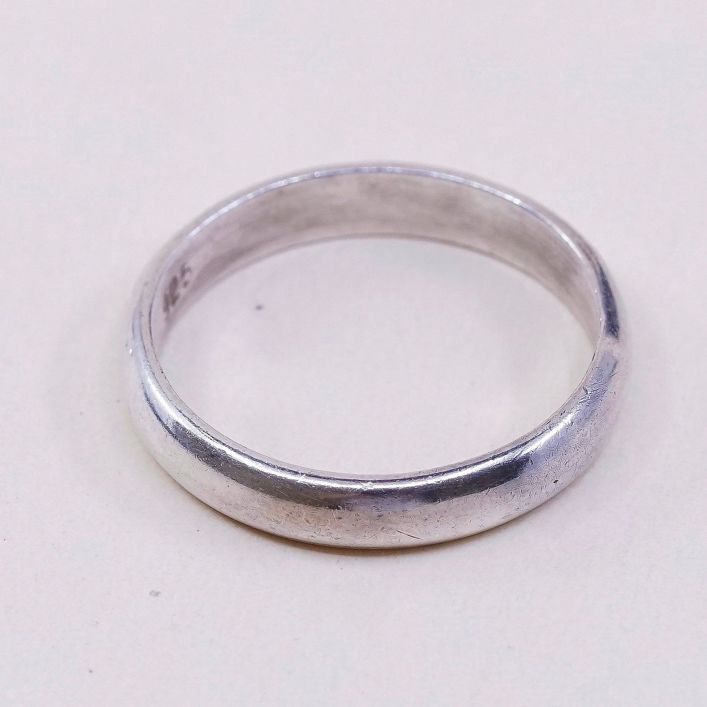 sz 12.25 vtg mexico sterling silver handmade ring, 925 wedding band