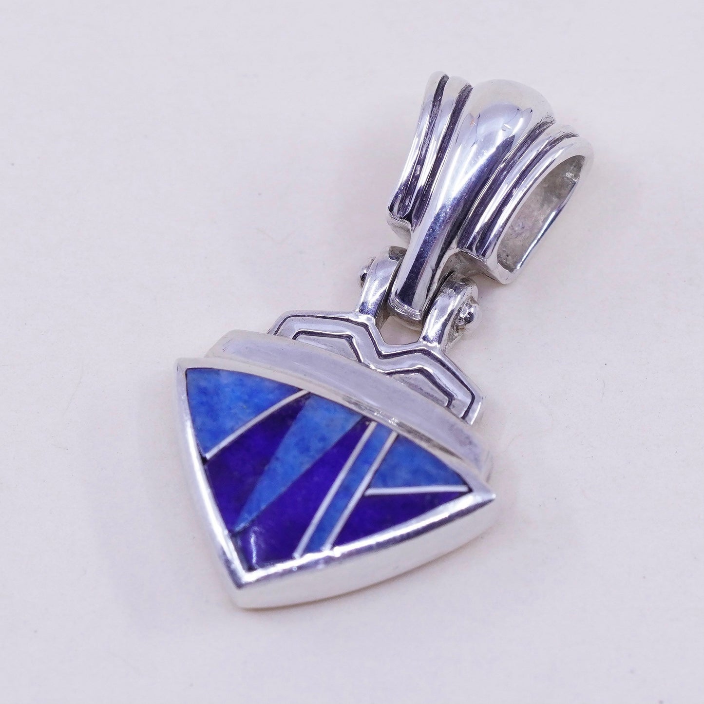 Vintage Teme Navajo Zuni Sterling 925 silver handmade pendant w/ sodalite lapis