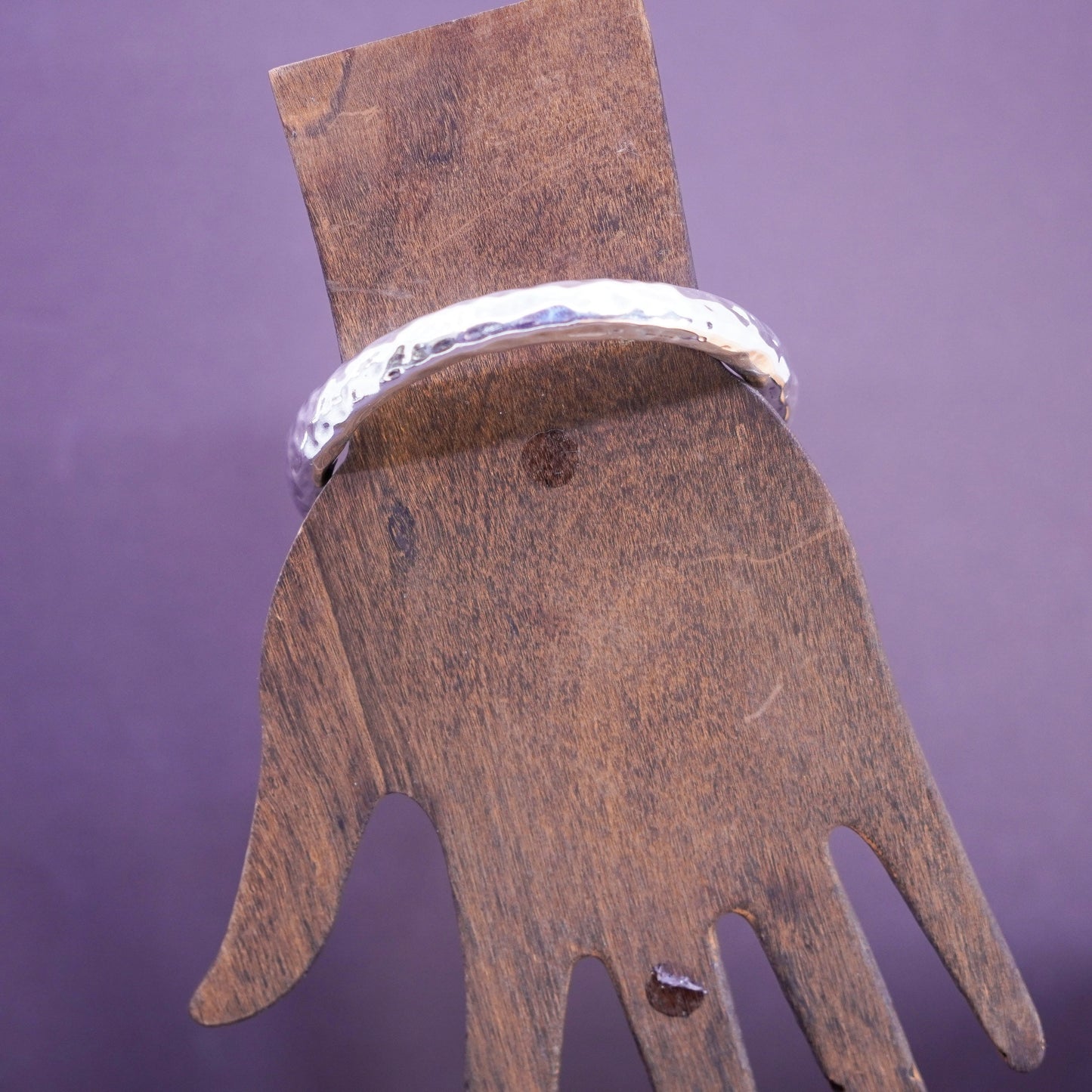 7.5”, Vintage Mexico Sterling silver handmade bracelet, hammered 925 bangle