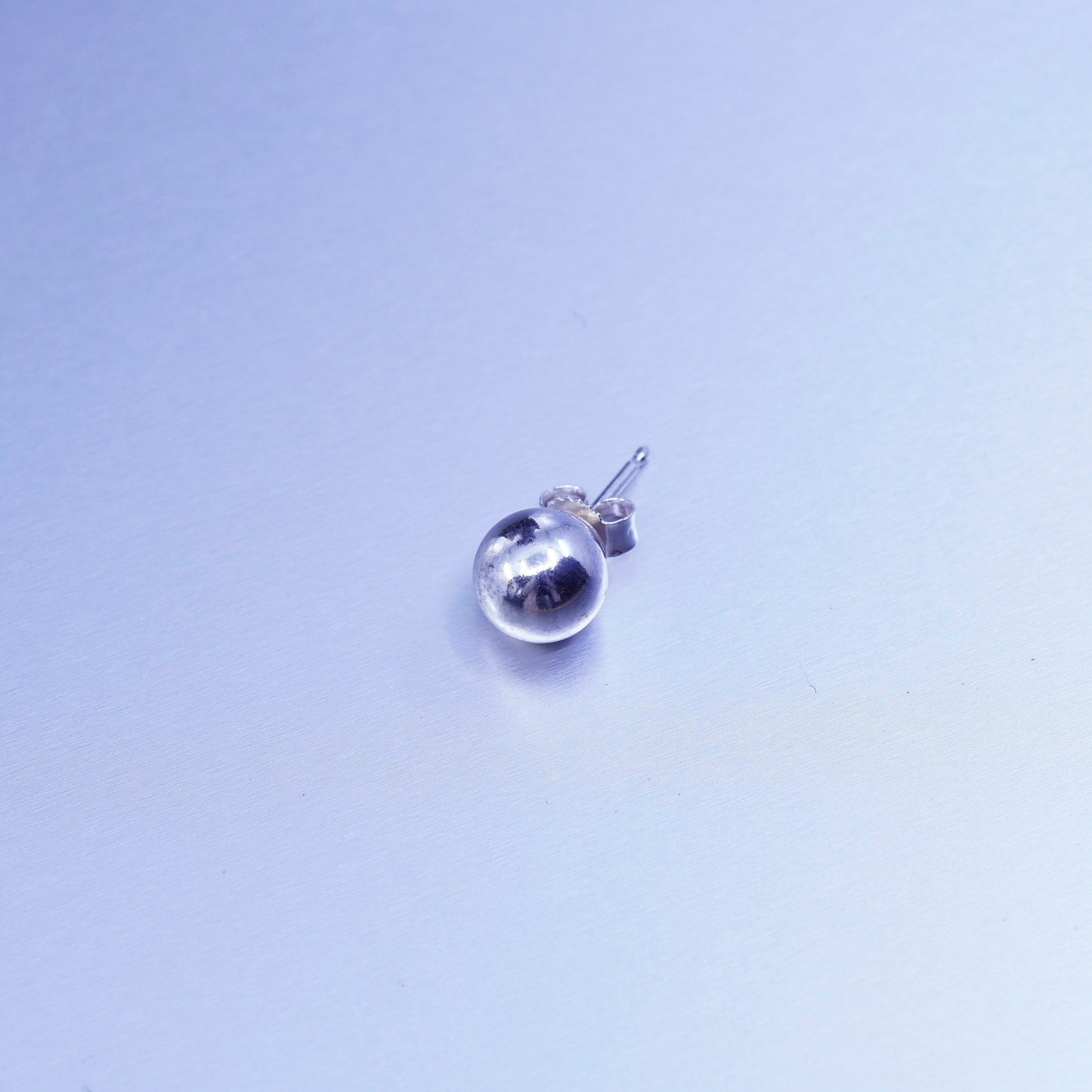7mm, Vintage Sterling 925 silver handmade earrings, round bead sphere studs