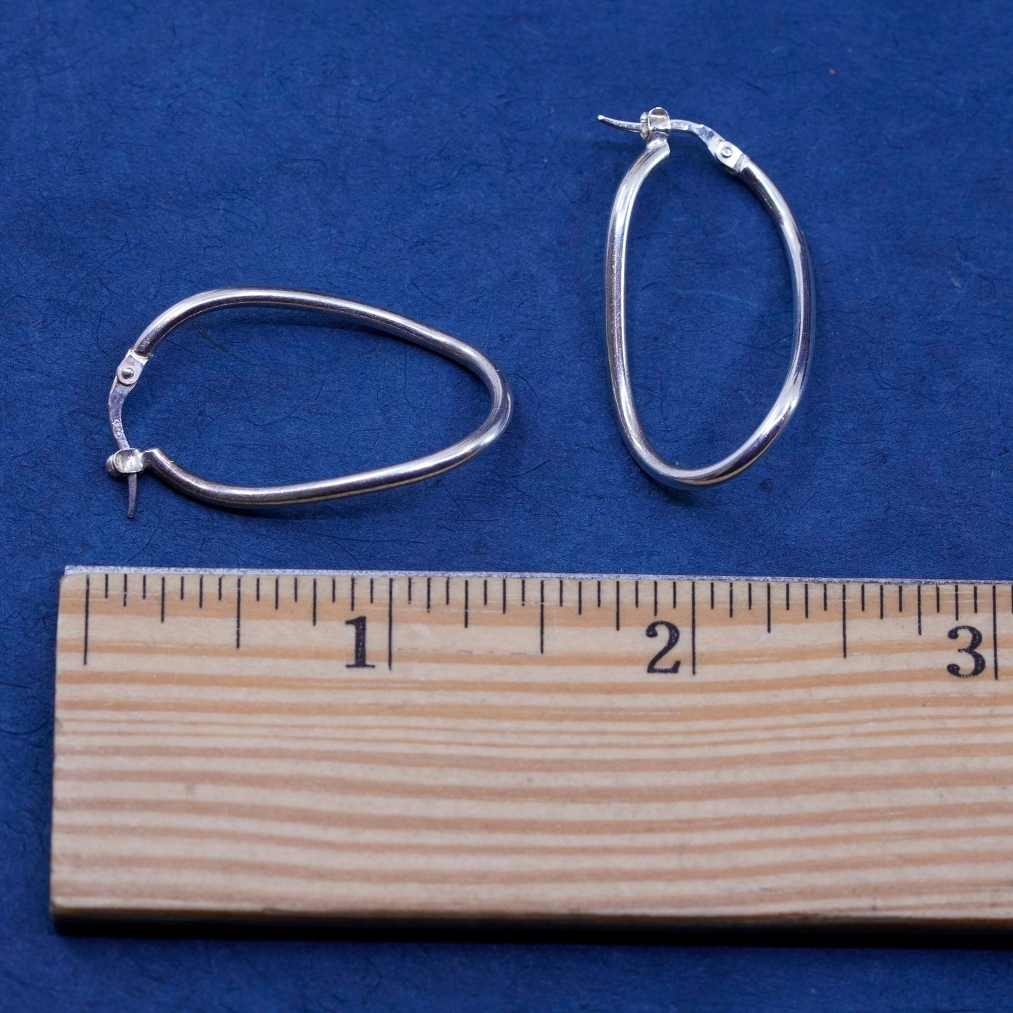 1.5”, vintage Sterling silver handmade earrings, twisted 925 hoops modern