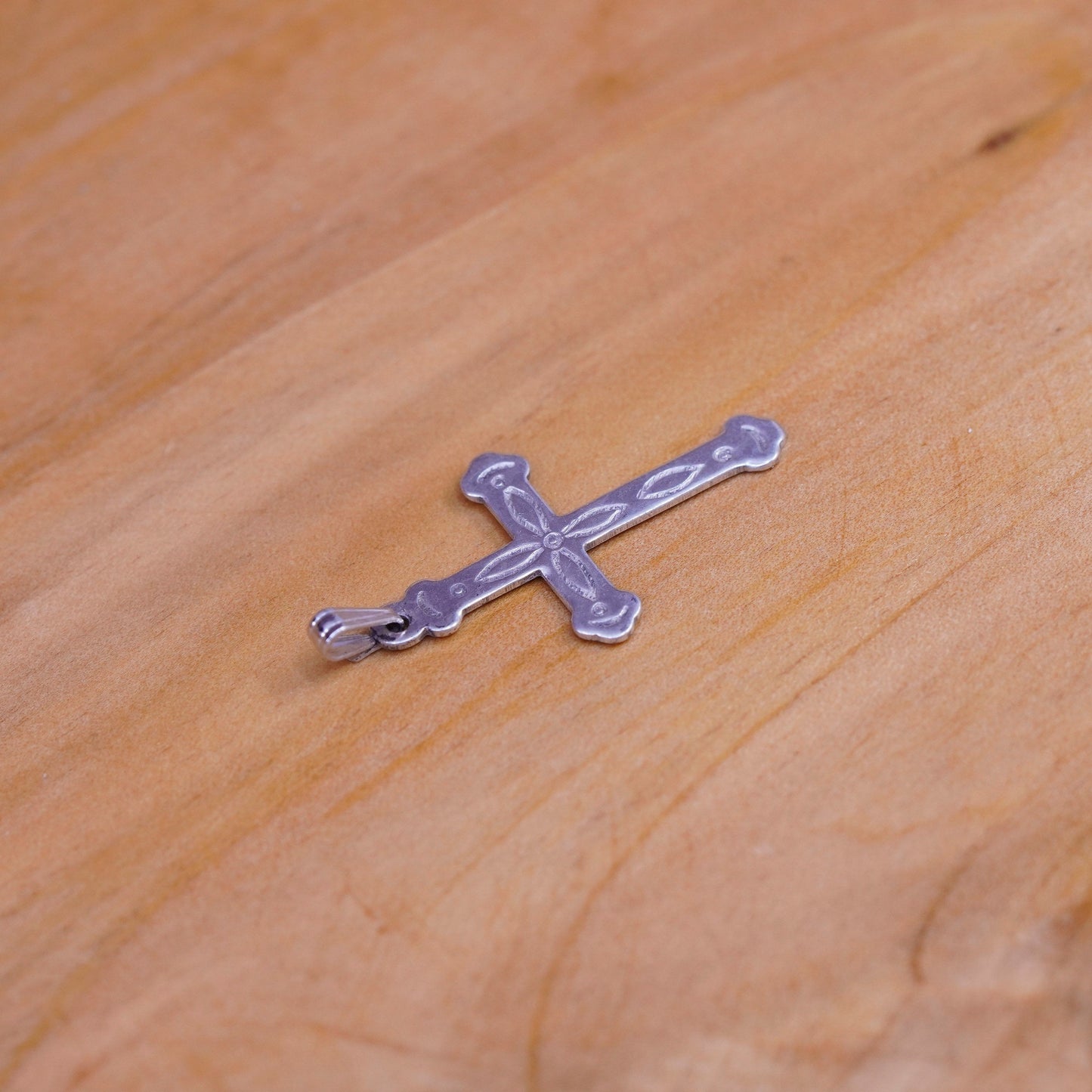 Vintage Sterling silver handmade pendant, 925 textured cross