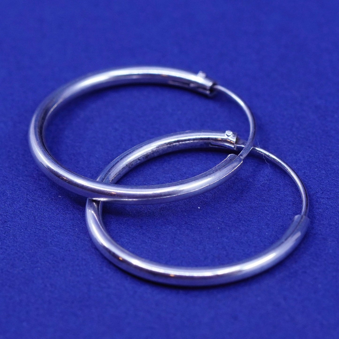 0.75”, vintage Sterling silver handmade hoop earrings, Modern 925 huggie