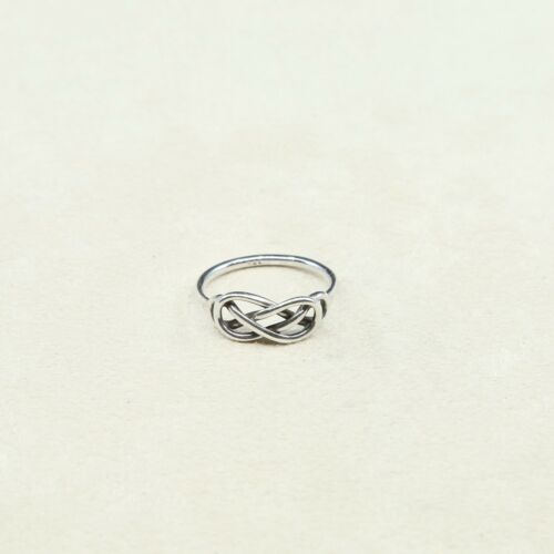 Sz 8, Vtg Sterling Silver Handmade Ring, 925 Silver knot Band