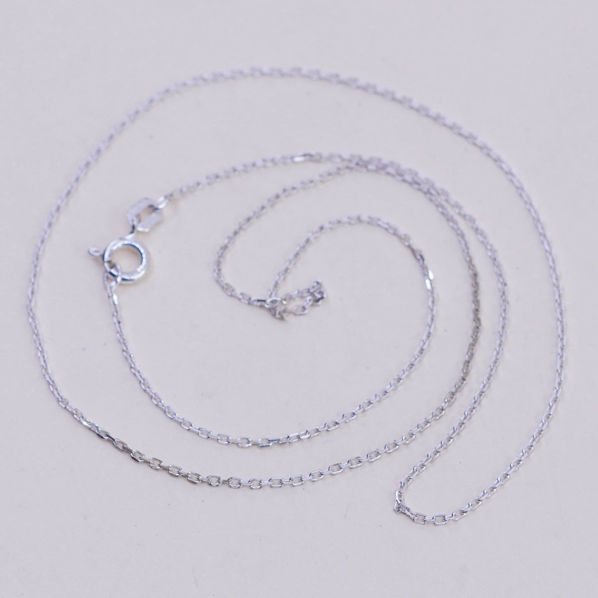 18”, 1mm, Vintage sterling silver circle chain, Italy 925 necklace