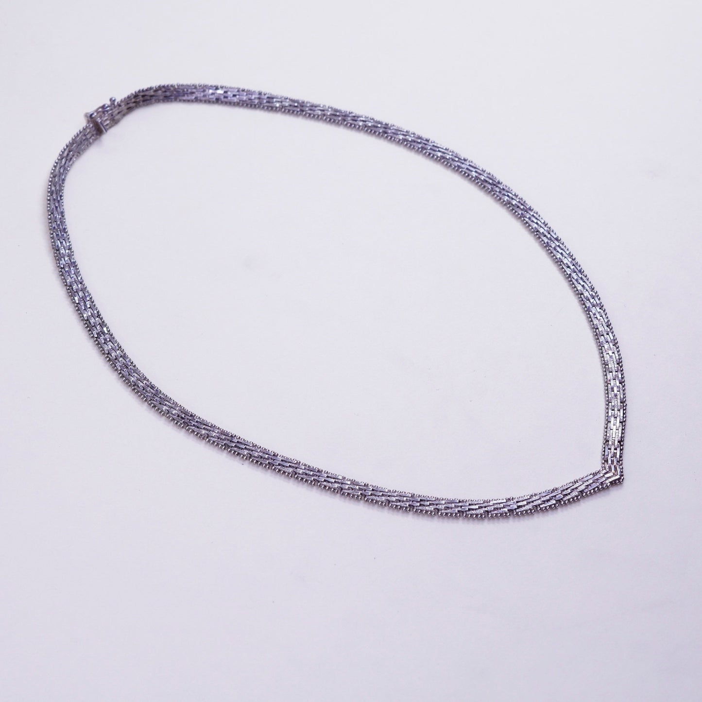 18”, 6mm, Vintage sterling silver Riccio link chain, V shaped 925 necklace
