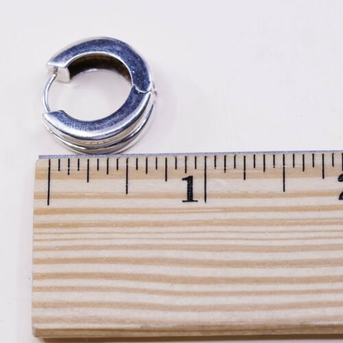 0.5”, Italy Modern Solid 925 Sterling Silver Ribbed Hoop Pierced Earrings huggie