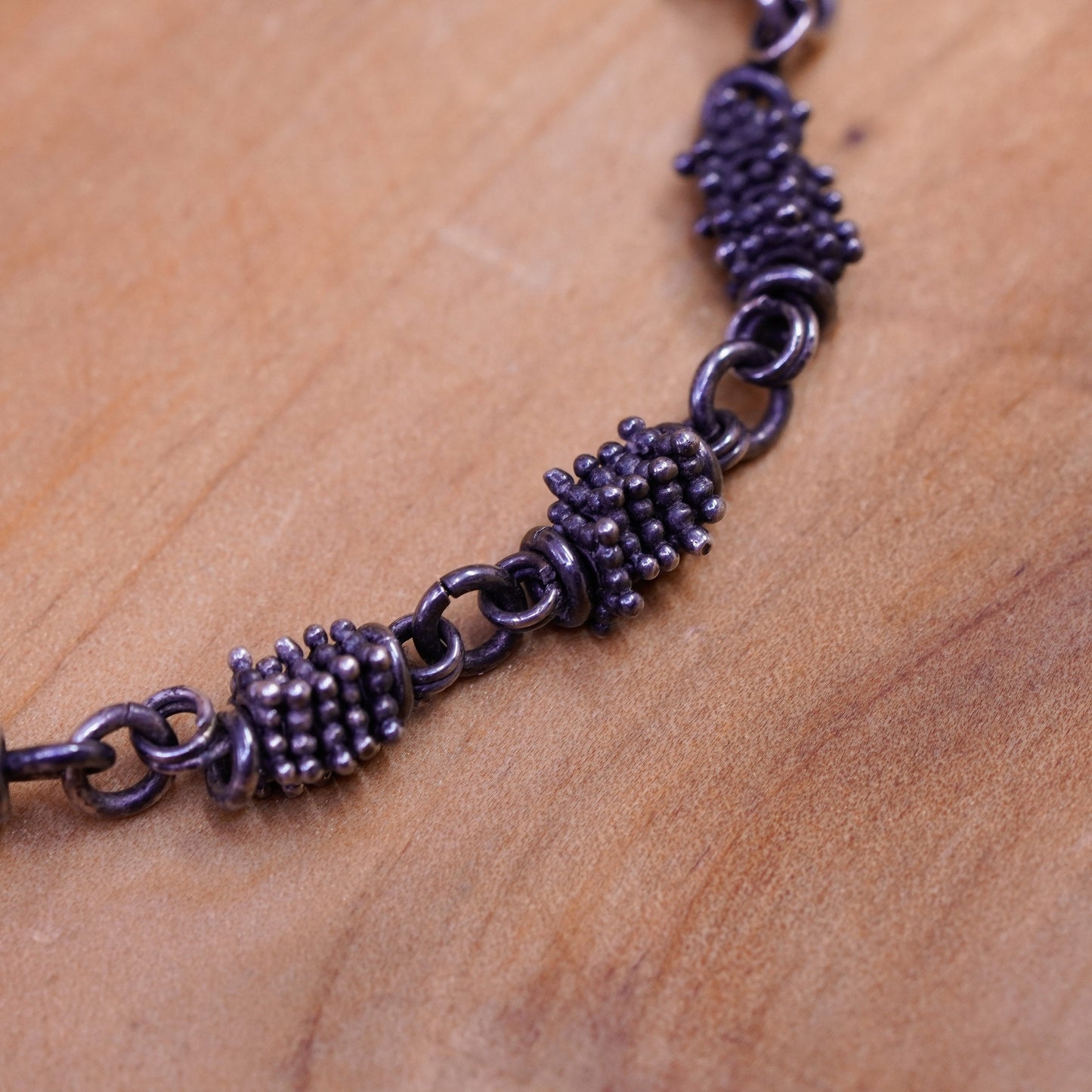 8”, Michael Dawkins jewelry Sterling 925 silver handmade bead bracelet chain