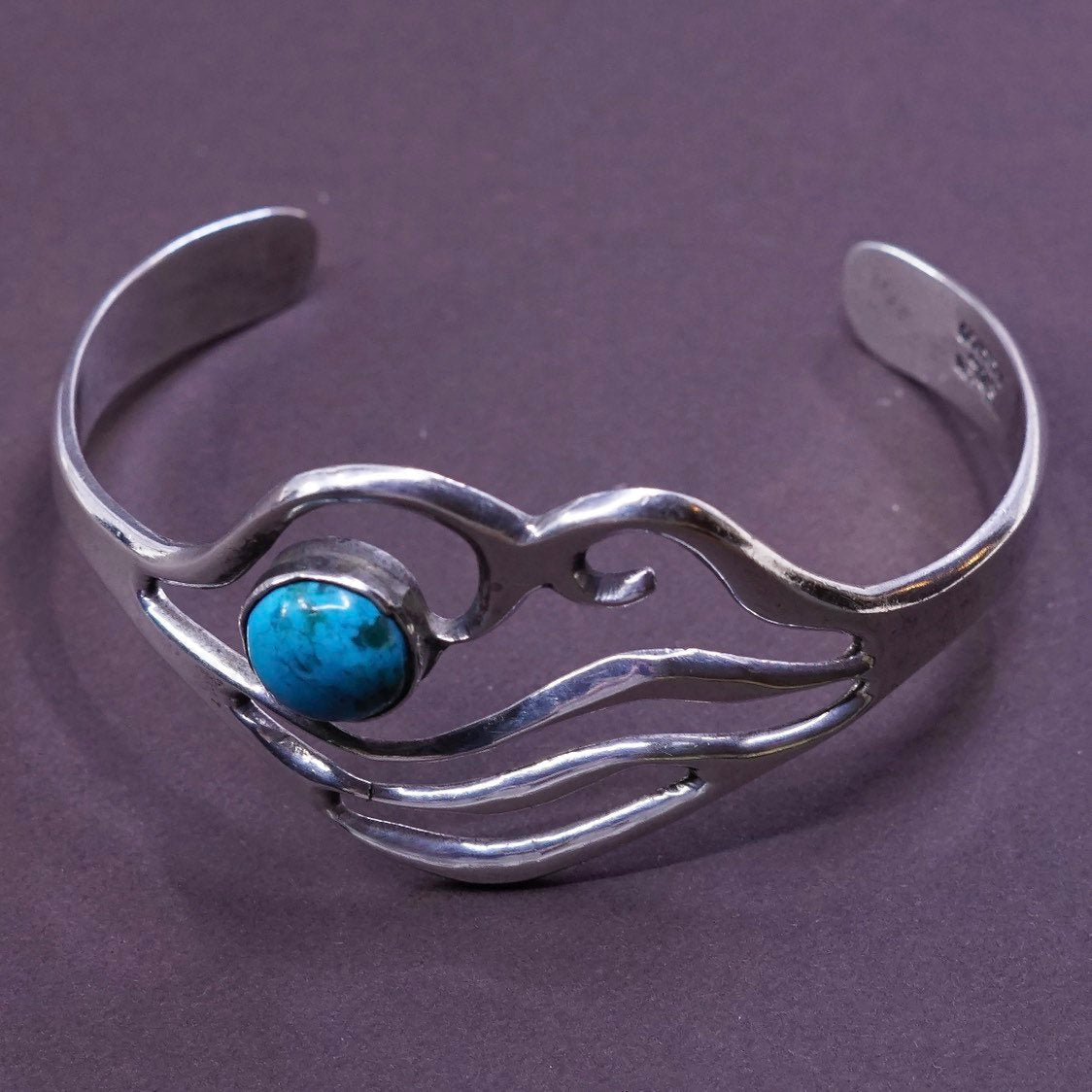 6.5” Mexico Sterling Silver Handmade Bracelet, southwestern 925 w/ turquoise