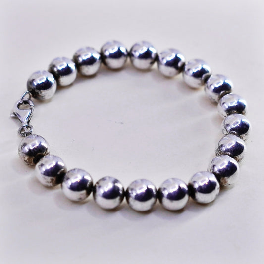 6.75” 9mm, vintage sterling silver handmade bracelet, 925 bead chain