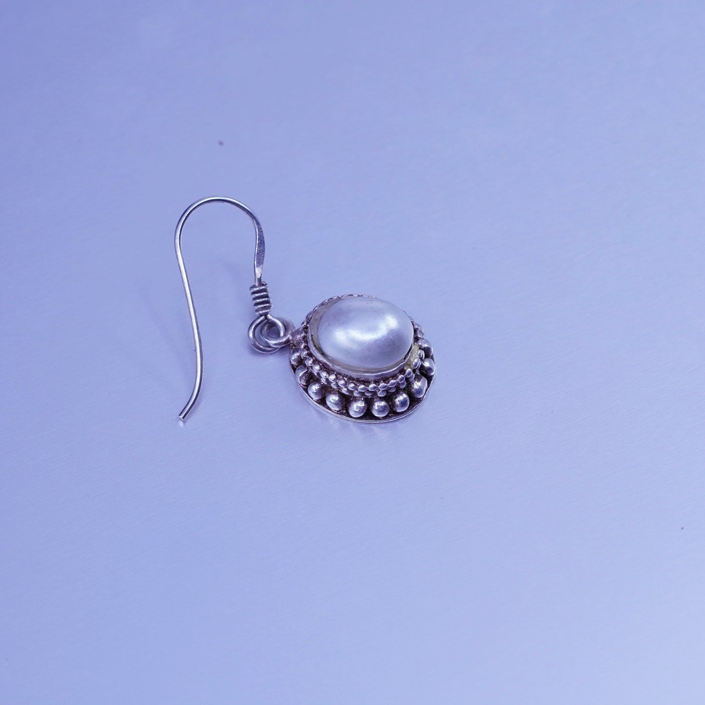 Vintage Sterling 925 silver handmade earrings with freshwater pearl and beads