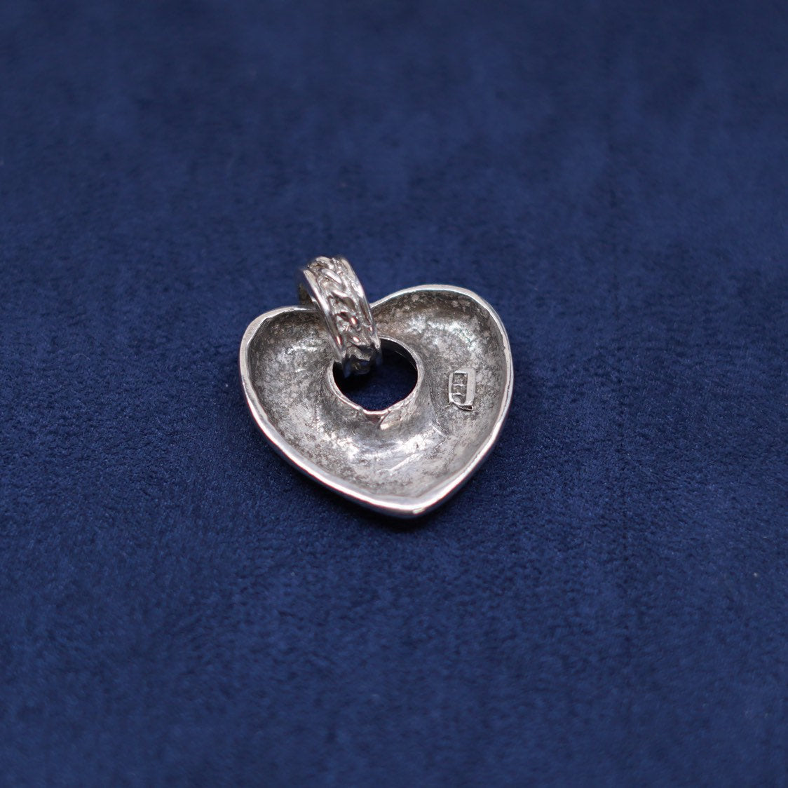 vtg Sterling silver handmade pendant, mexico 925 heart, stamped 925