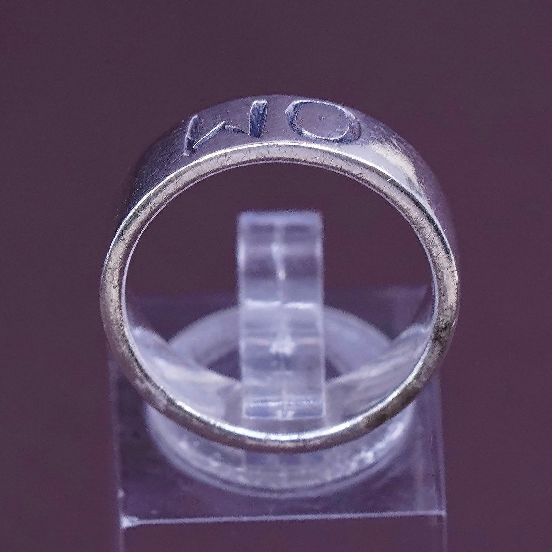 sz 7, vtg Sterling silver prayer ring, solid 925 band with "OM" engraved