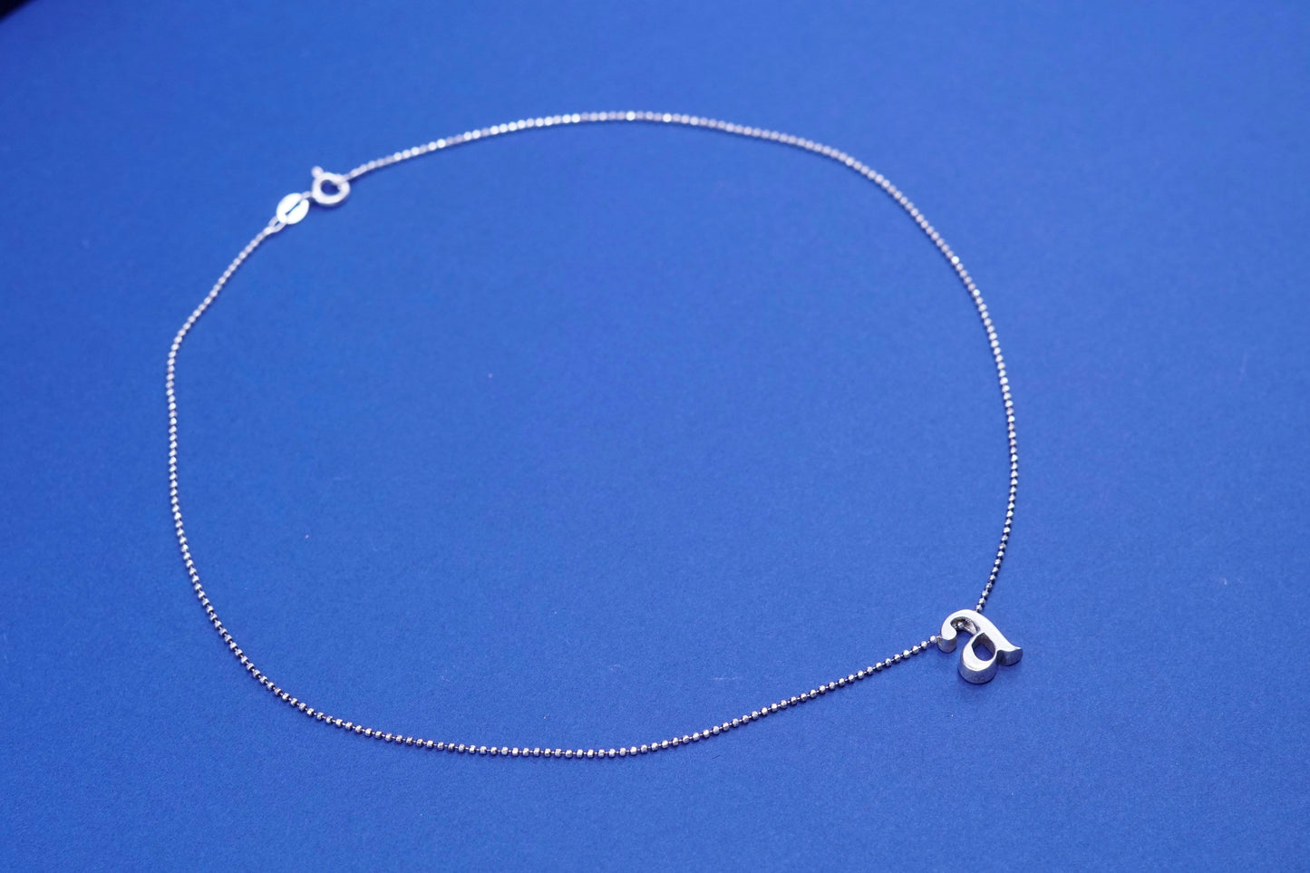 18”, Sterling silver handmade necklace, 925 bead chain w/ initial “A” pendant