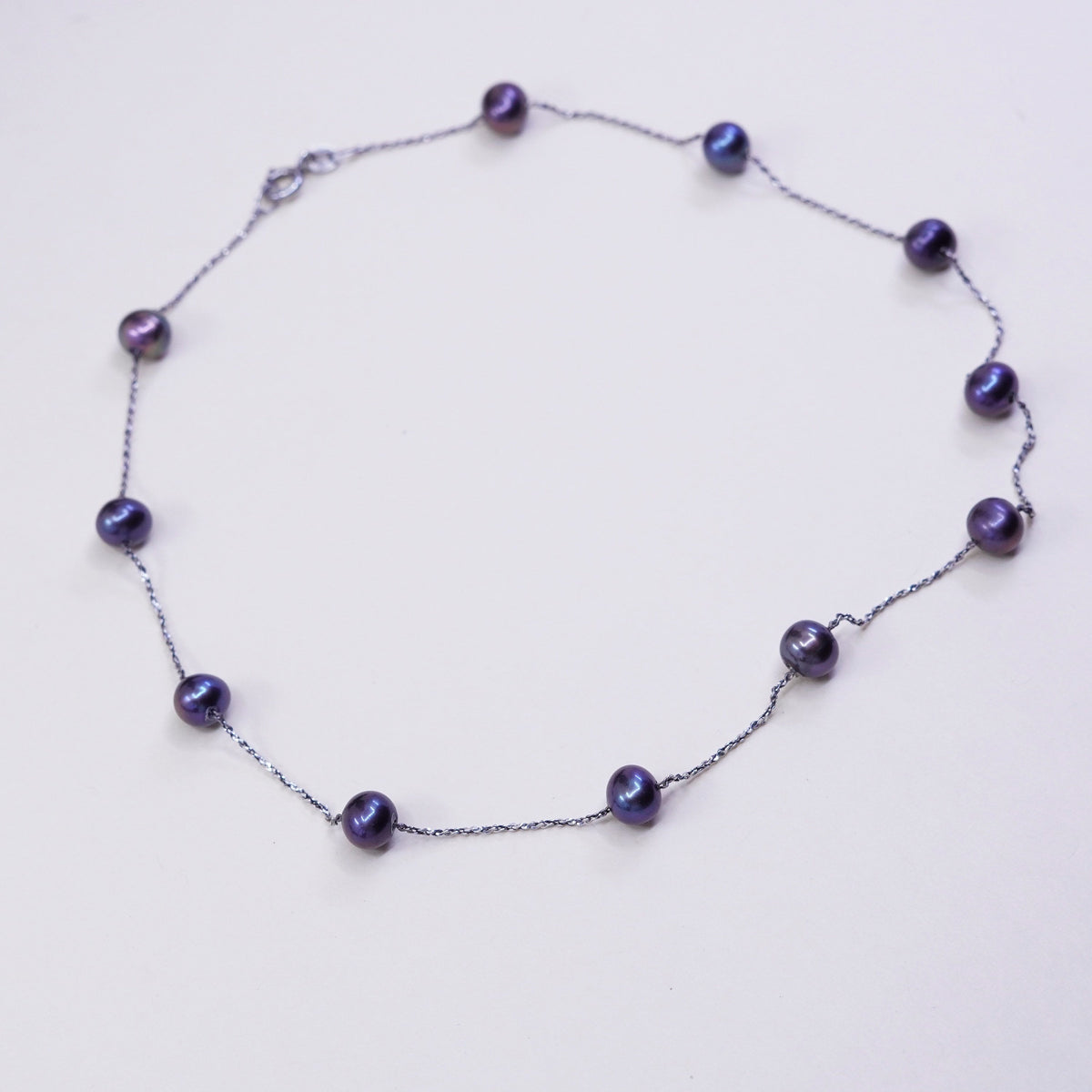 16”, Sterling silver handmade necklace, 925 twisted chain genuine black pearl