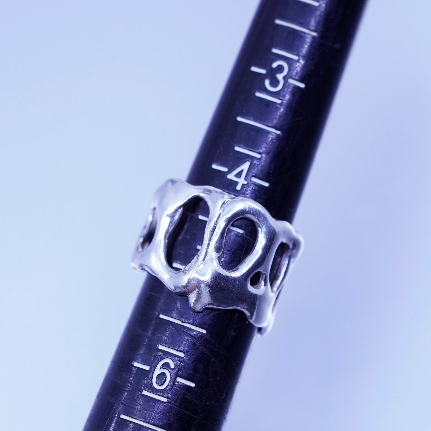 Size 4.75, southwestern Sterling 925 silver handmade ring, liquid silver band