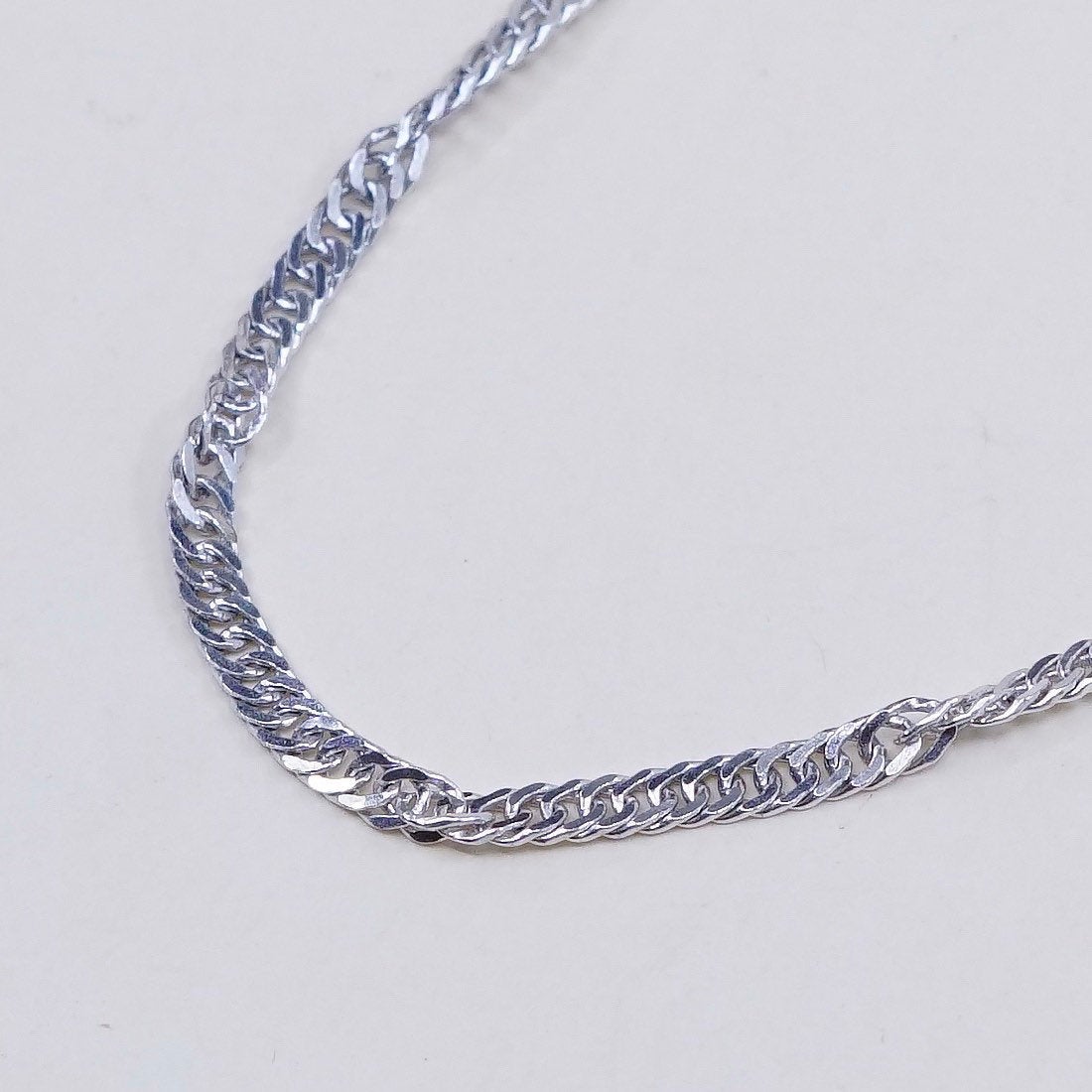 18”, 2mm, Vintage sterling silver Italy 925 twisted curb chain, necklace