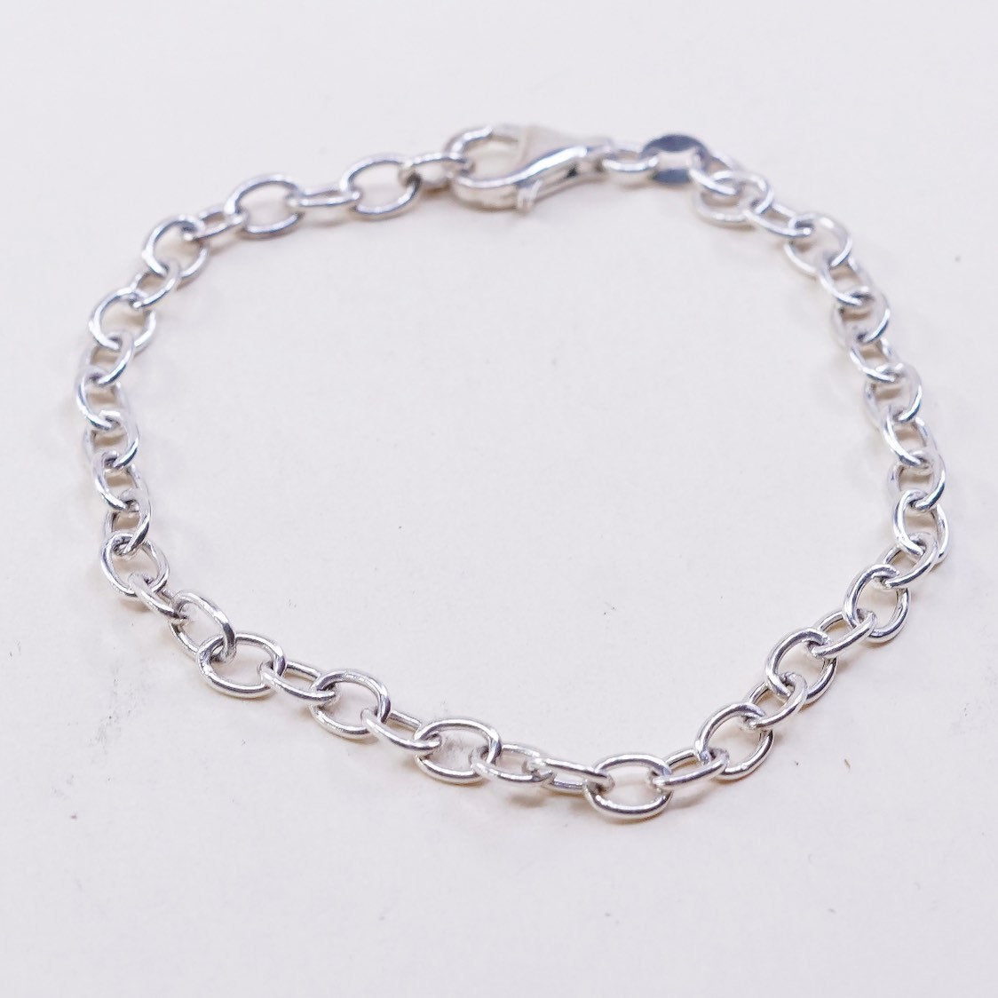 7.5", 4mm, VTG sterling silver circle link chain, stamped 925
