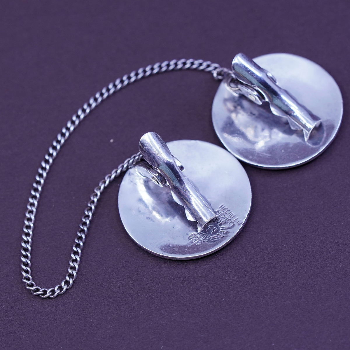 mexico Hecho En Sterling 925 silver jewelry, collar clips with enamel initial