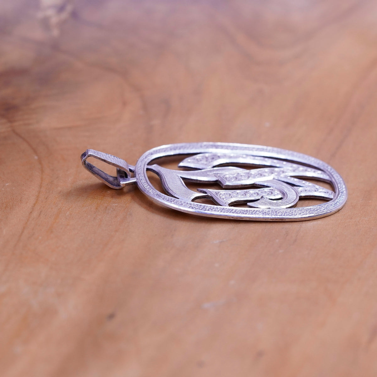 Vintage Germany Sterling silver handmade pendant, handarbeit 900 initial JW