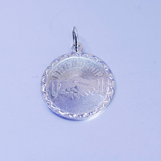 Vintage sterling 925 silver handmade friends friendship pendant tag charm