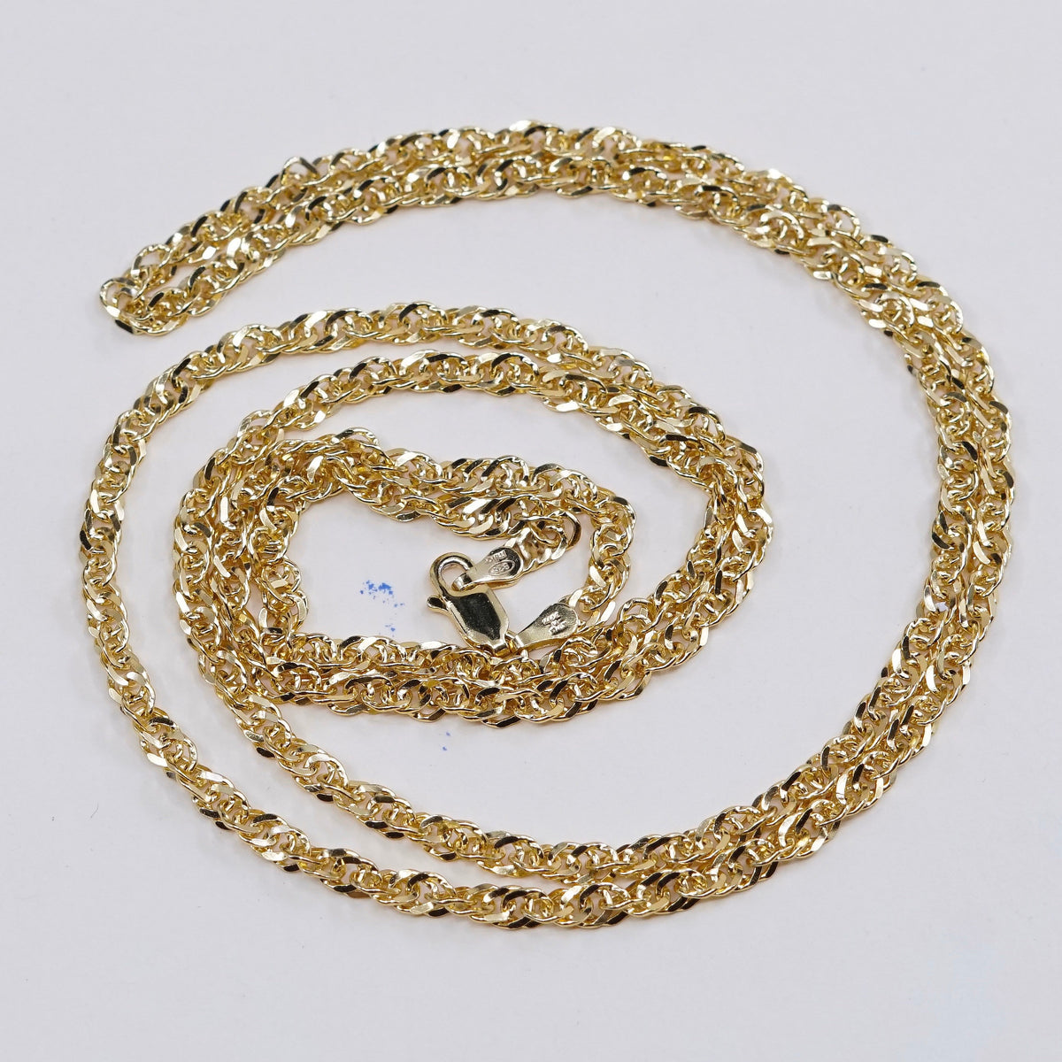 30”, 3mm, Milor vermeil gold sterling silver Italy 925 singapore chain necklace