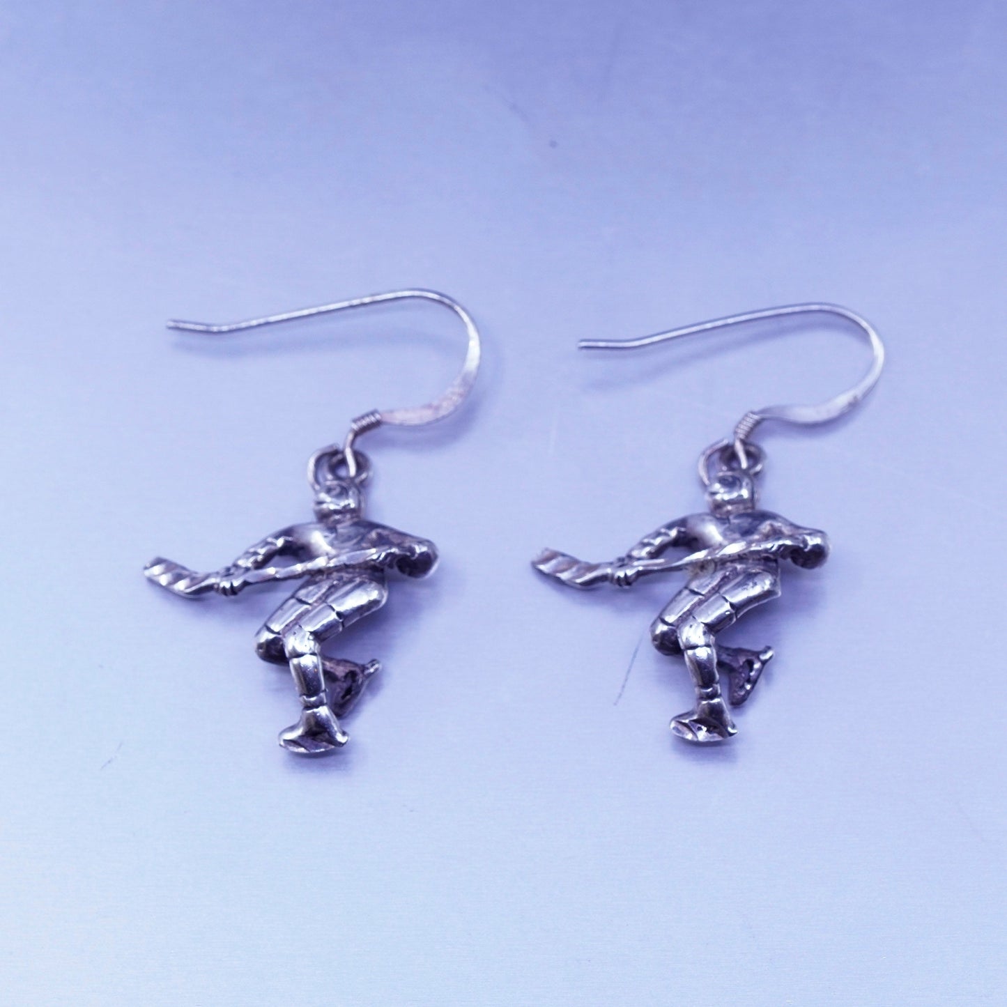Vintage Sterling 925 silver handmade hockey player earrings