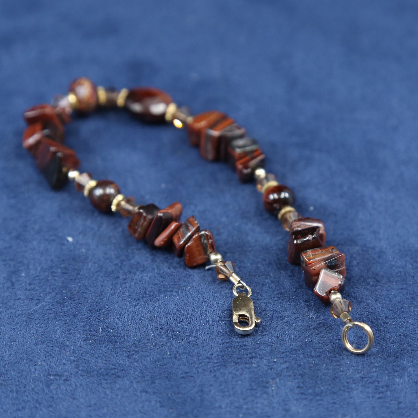 6.5", Sterling silver handmade heads bracelet, 925 w/ red jasper beads