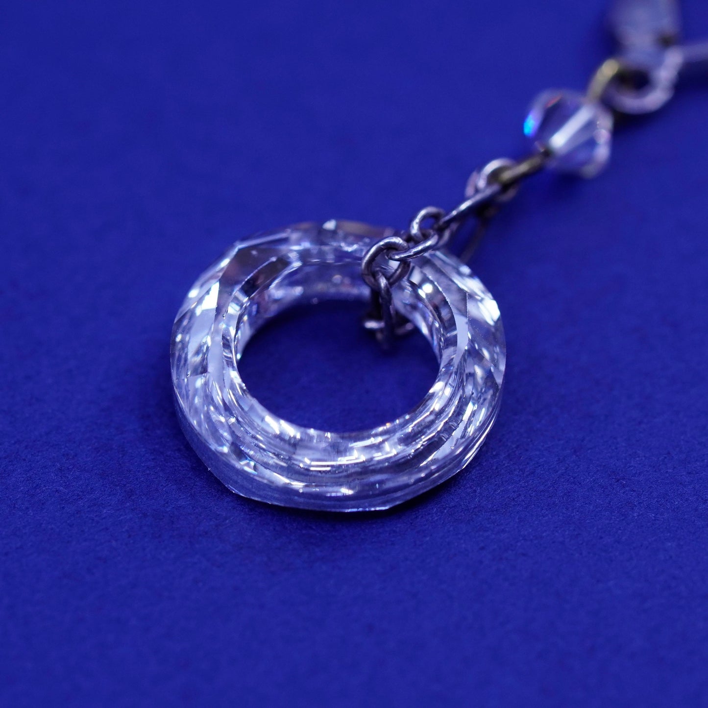 Vintage Sterling 925 silver handmade earrings with circle crystal