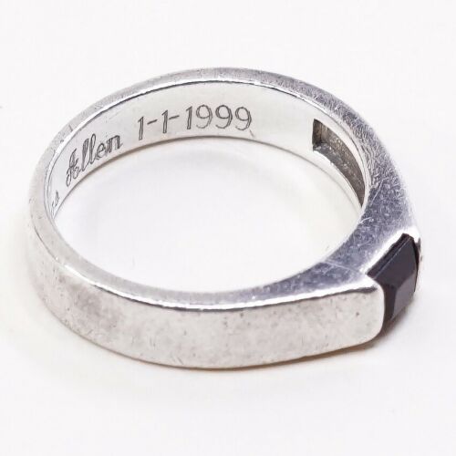 Sz 6, Vtg Sterling 925 Silver Handmade Ring W/ ruby, stamped 925