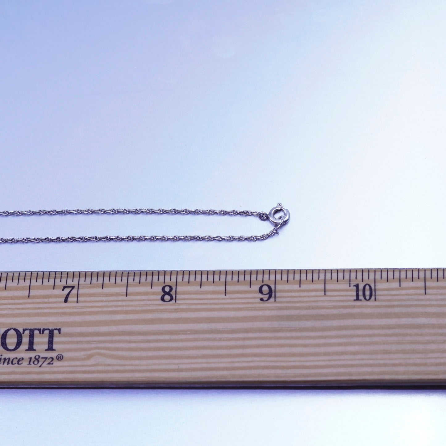 18” 1mm, vintage Italy Sterling 925 silver Singapore rope chain necklace