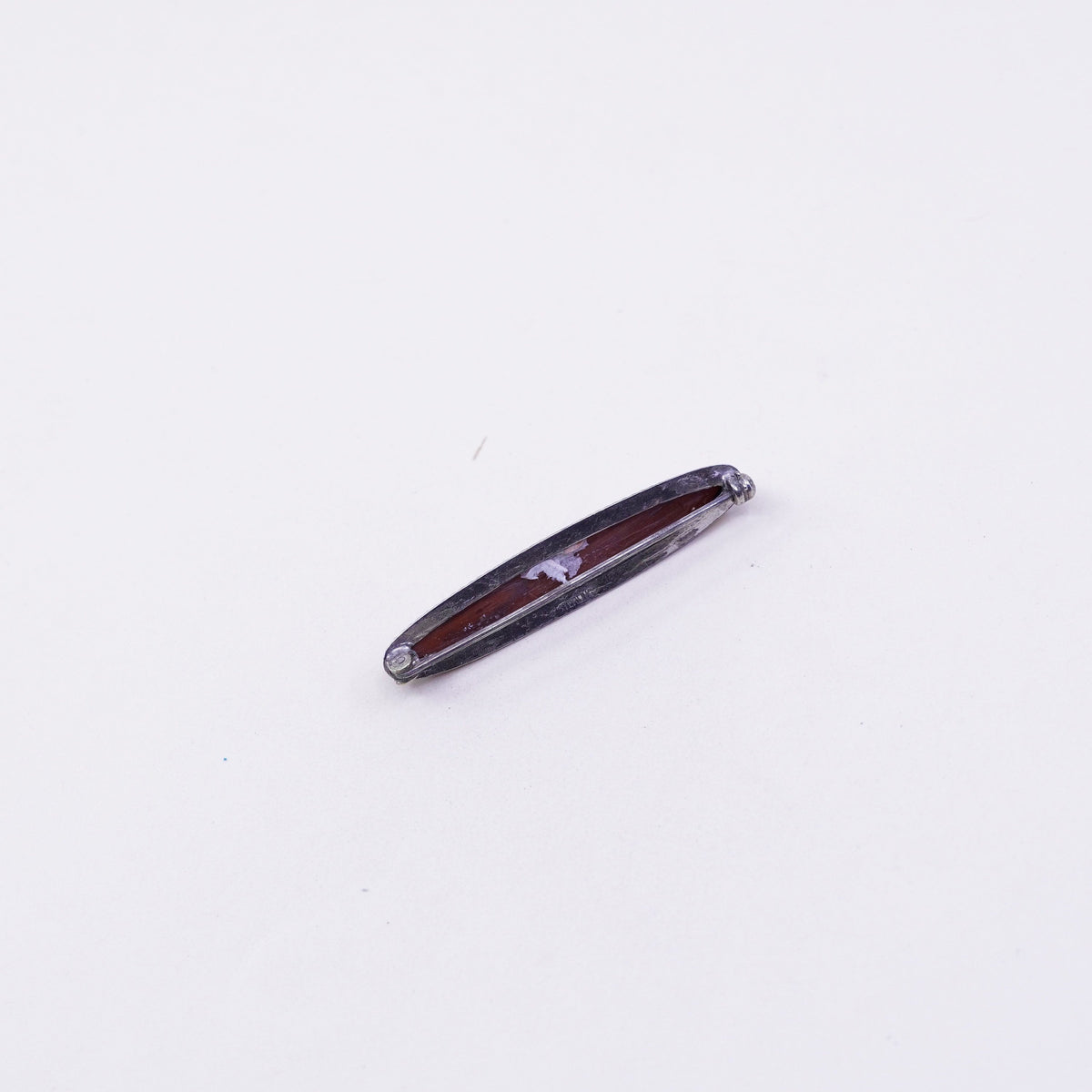 Vintage sterling silver handmade brooch, 925 bar with jasper and beads around