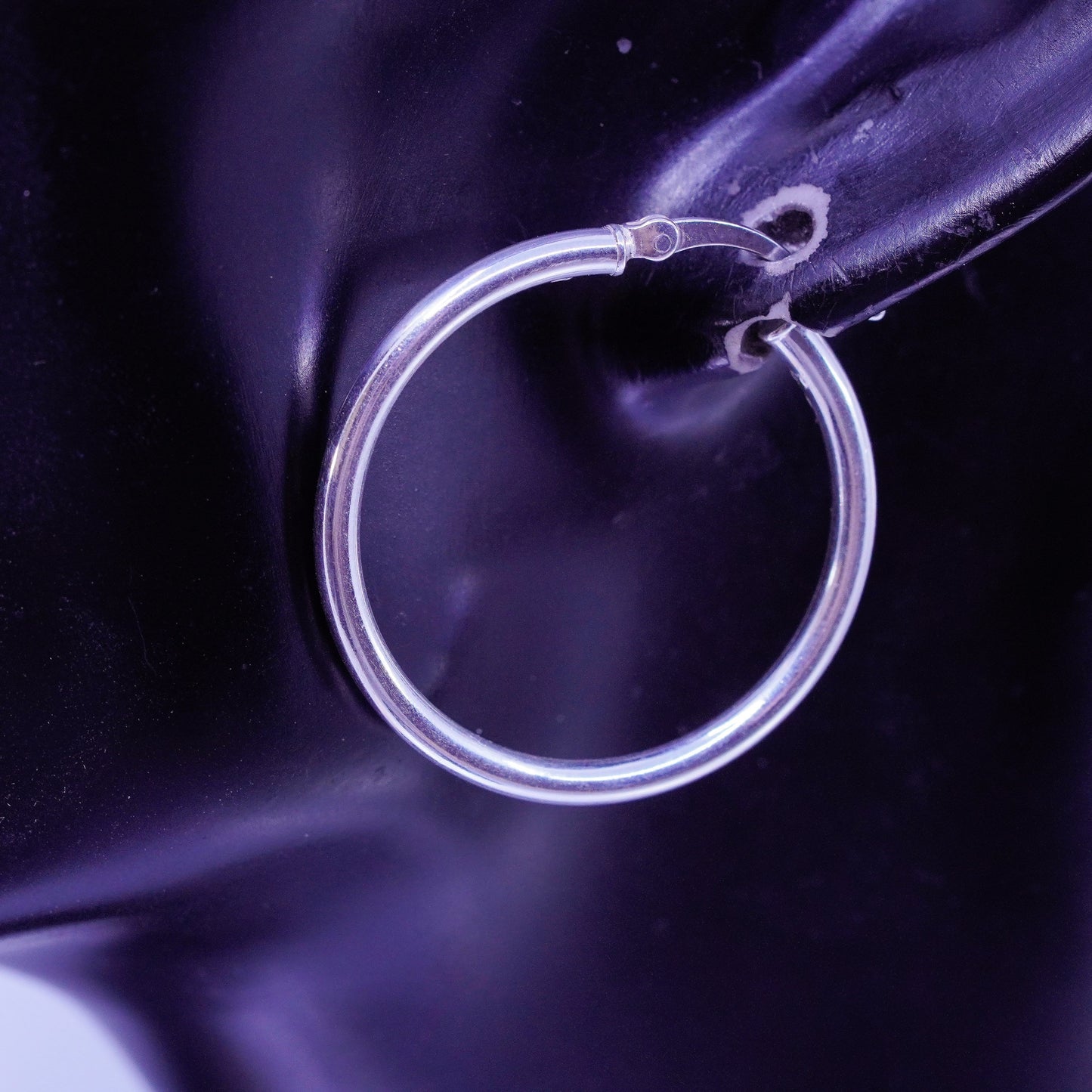 1.25”, vintage Sterling silver handmade earrings, 925 hoops