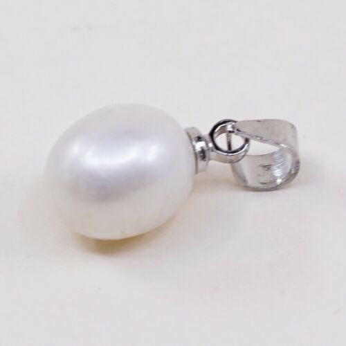 Vtg sterling silver handmade pendant, solid 925 With Pearl, Stamped 925
