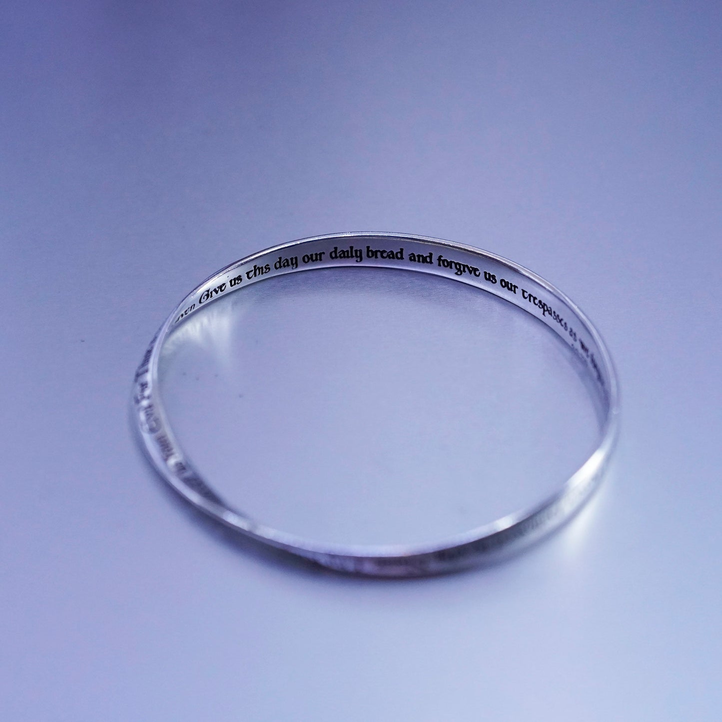 8”, DVB Sterling 925 silver bracelet, bible bangle “Our Father, art in heaven