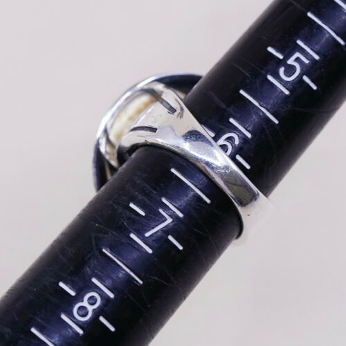 Sz 6.25, Vtg kameleon Sterling 925 Silver Disc Ring Base, Engrave Lauren On Side