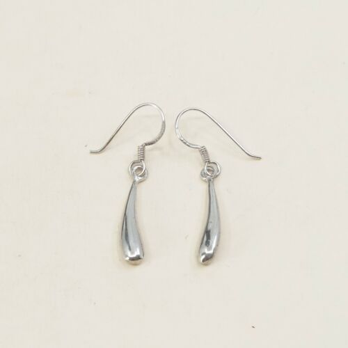 Vtg Sterling 925 Silver Handmade Puffy Teardrop Shaped Earrings
