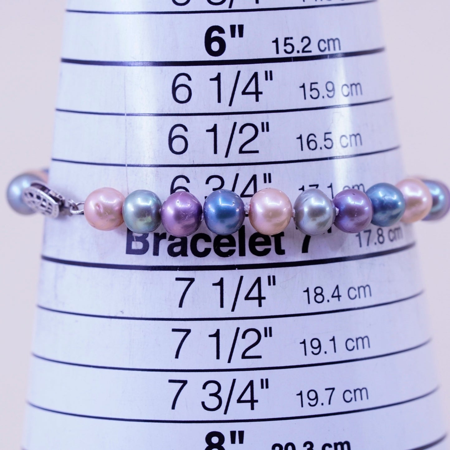 6.75, Vintage handmade bracelet, freshwater pearl with 925 silver clasp